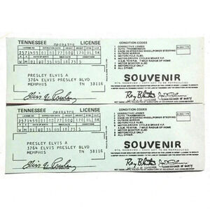 2 Vintage 1975 ELVIS PRESLEY TENNESSEE DRIVERS LICENSE